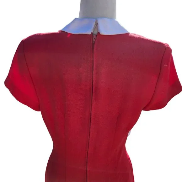 Vintage Karlie & Company Women’s 5/6 Red Striped Dress Preppy Collared USA Made - Picture 5 of 9